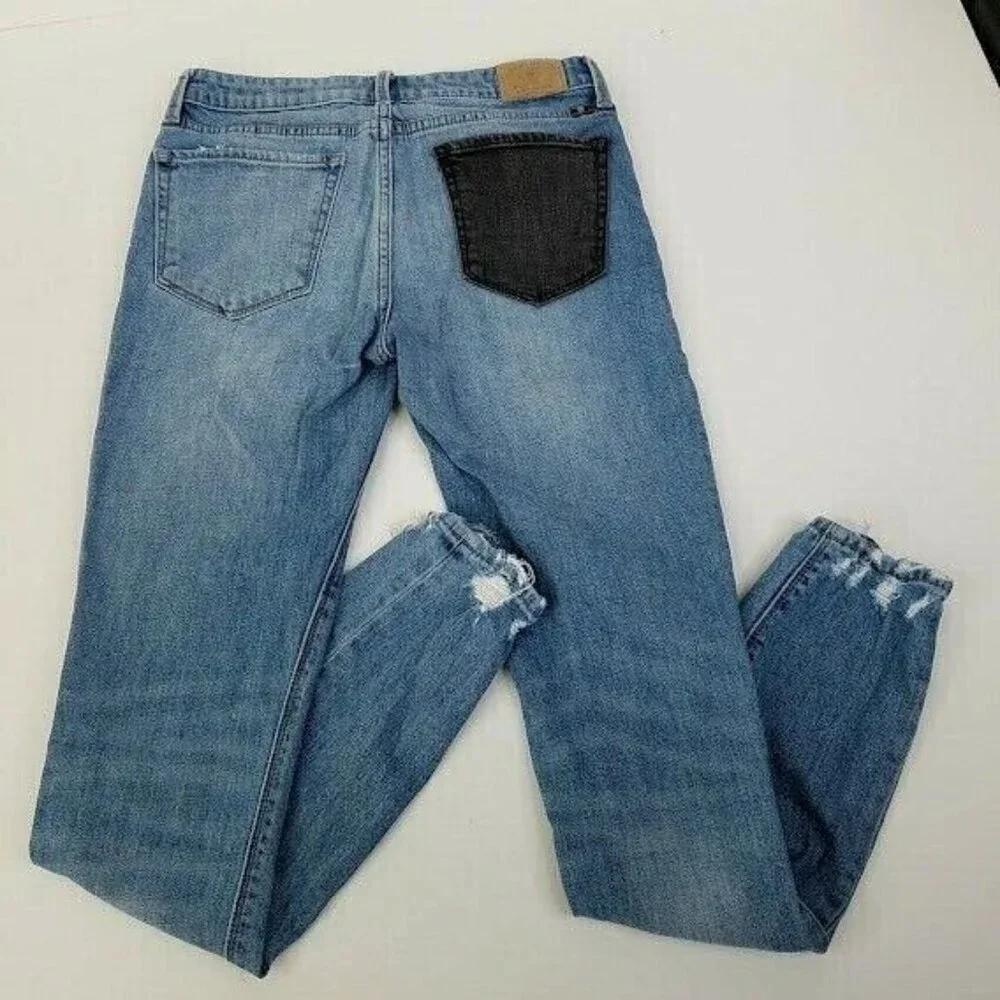 Lucky Brand‎ Womens Ava Skinny Blue Jeans Size 00 / 24 Distressed Black Pocket